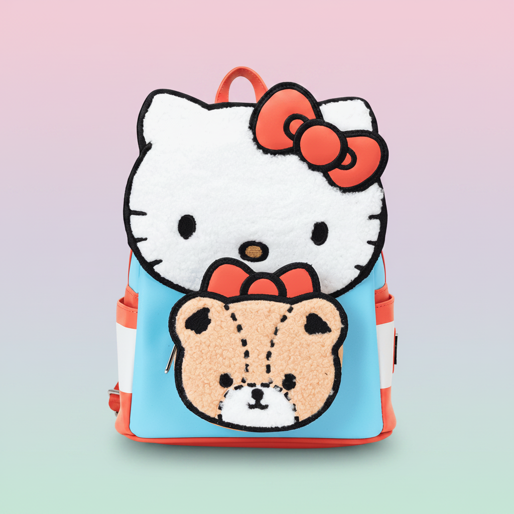 Sanrio Hello Kitty & Tiny Chum Bear Sherpa Mini Backpack Loungefly by Funko Pop!