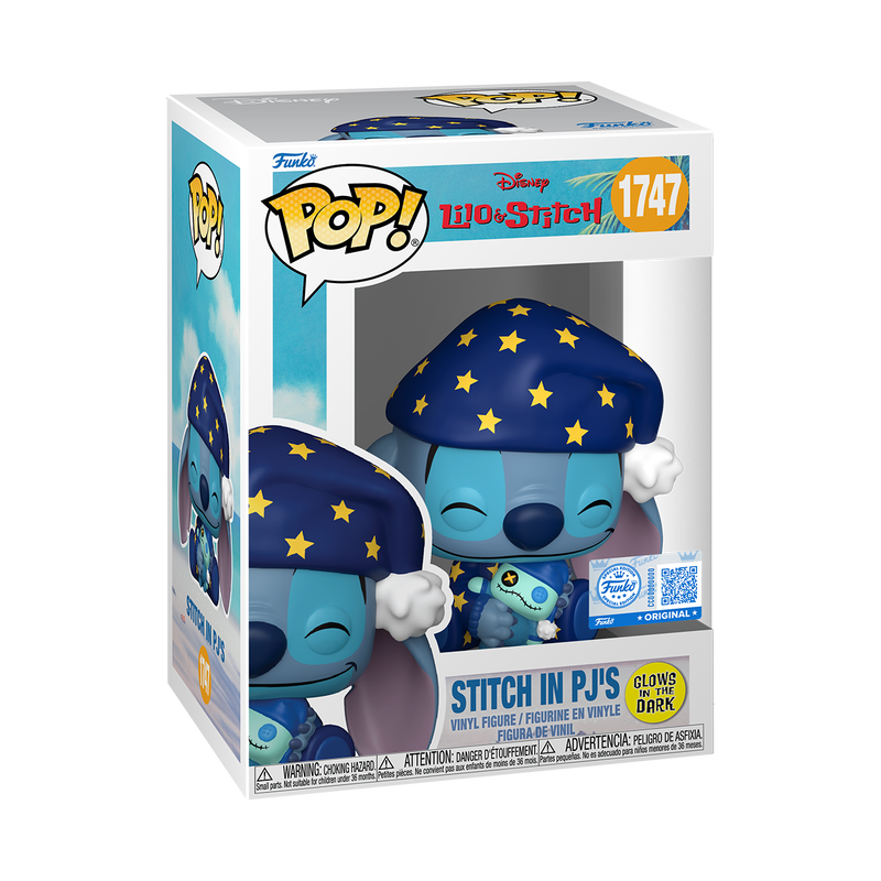 Stitch in PJ'S #1747 Glow (Disney Lilo & Stitch) Exclusive! Funko Pop!