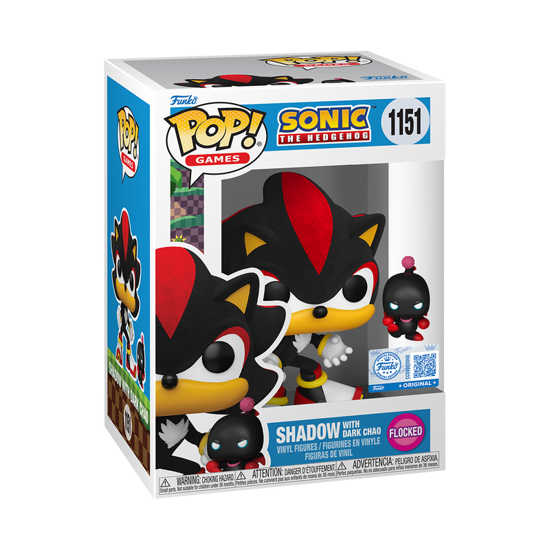Shadow with Dark Chao Flocked #1151 (Sonic) Exclusive Funko Pop!