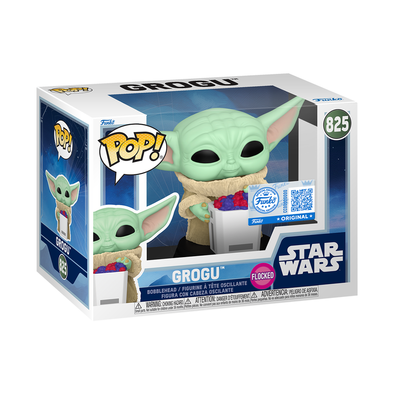 Grogu with Snack Flocked #825 (Star wars – The Mandalorian) Funko Pop Exclusive!