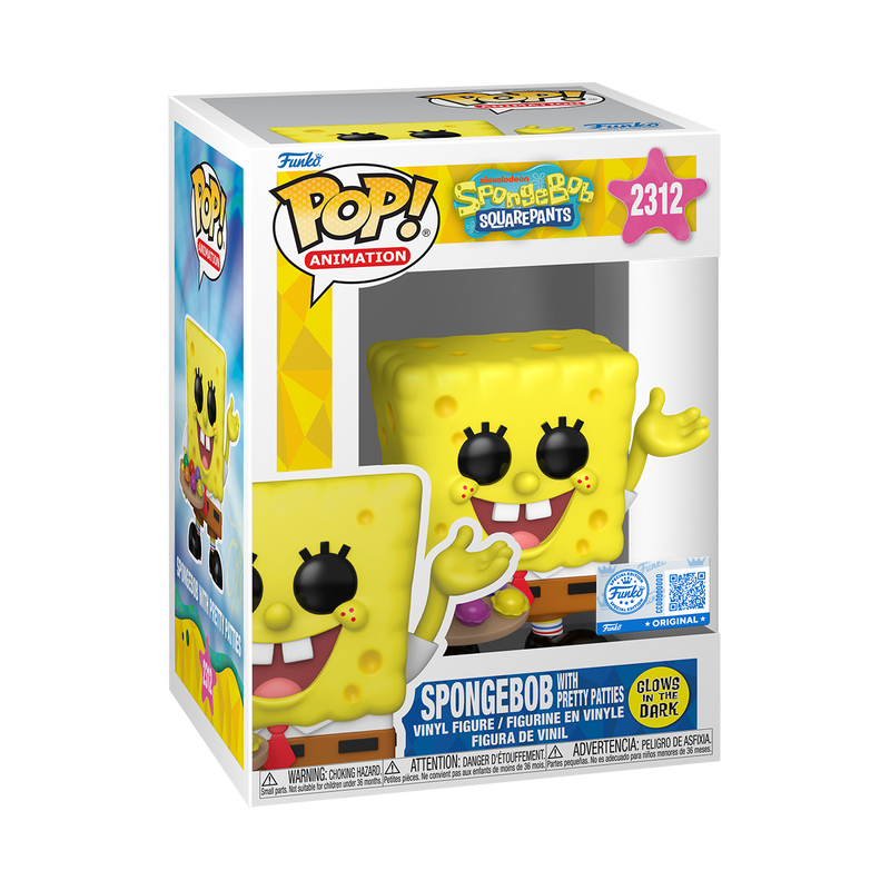 Sponge Bob with Pretty Patties #2313 (Bob Esponja) Glow Exclusive! Funko Pop!